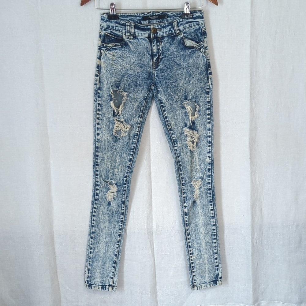Boom Boom Jeans Light Blue Acid Wash Distressed Skinny Jeans Size 5